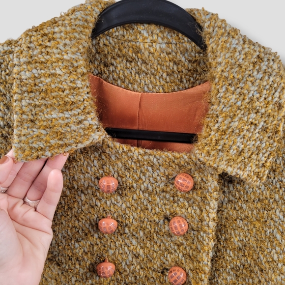 RARE VINTAGE 1960s Tweed Fit & Flare Peacoat Rust - Picture 4 of 16